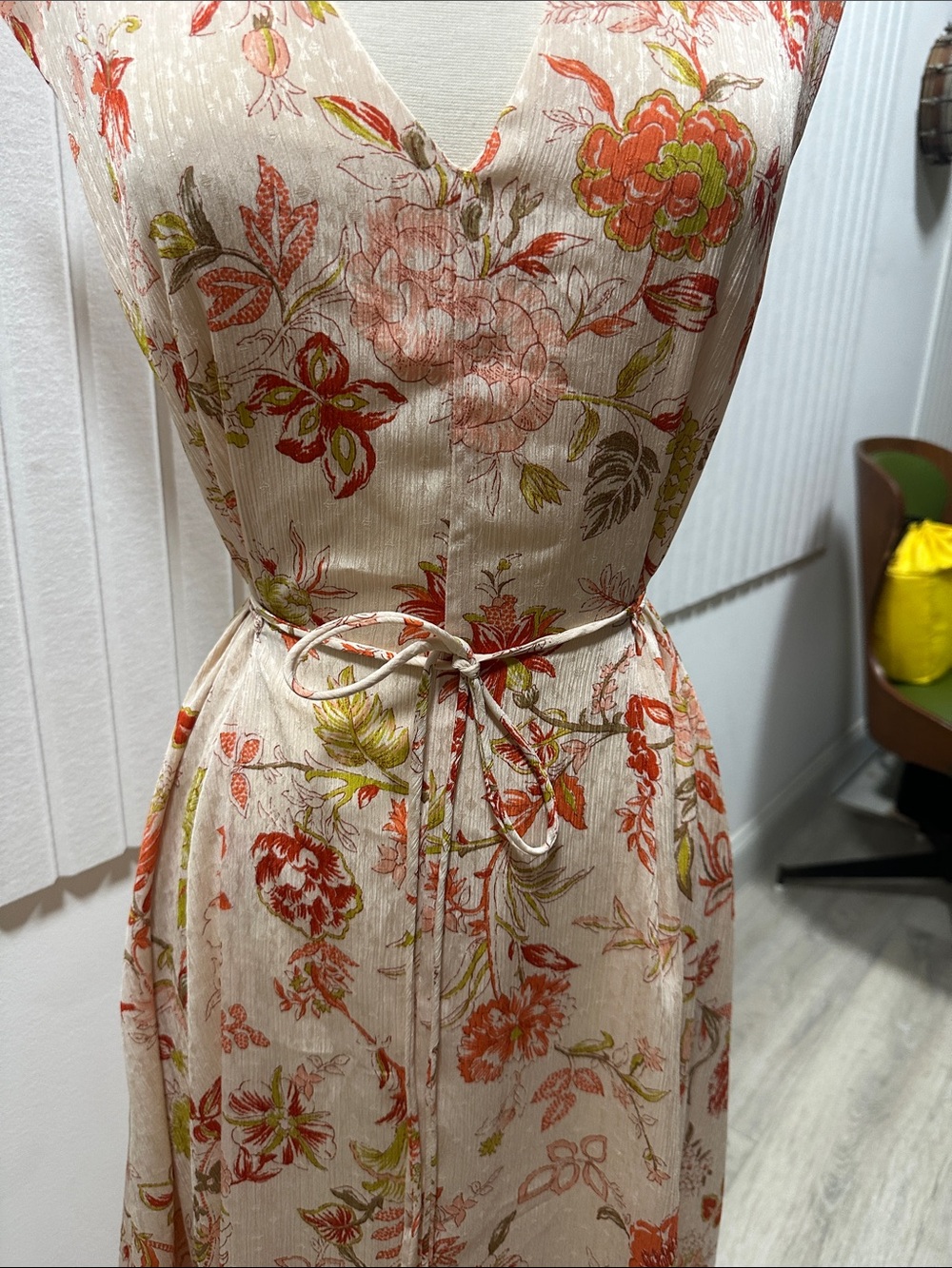 Mango Floral V-Neck Maxi Dress in Blush, Coral and Olive - Picture 3 of 12